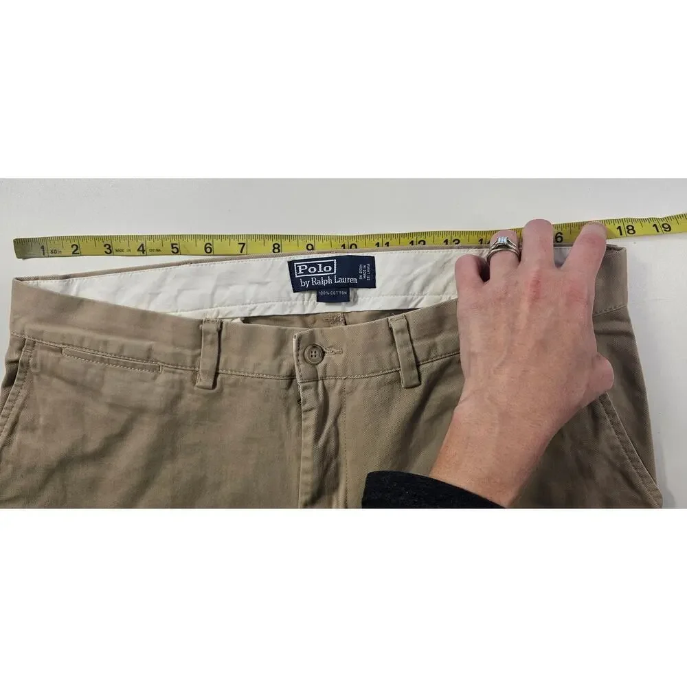 36 / 30 chino khaki cotton polo ralph lauren pants mens preppy work casual